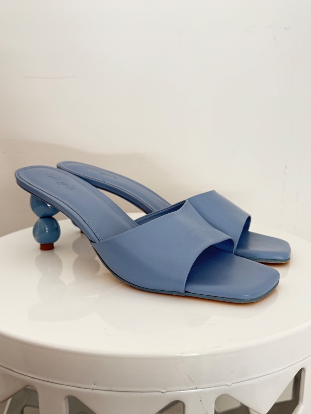 Cult Gaia Gigi Sandals in Light Blue Leather Simple & Elegant Heels Sz 40
